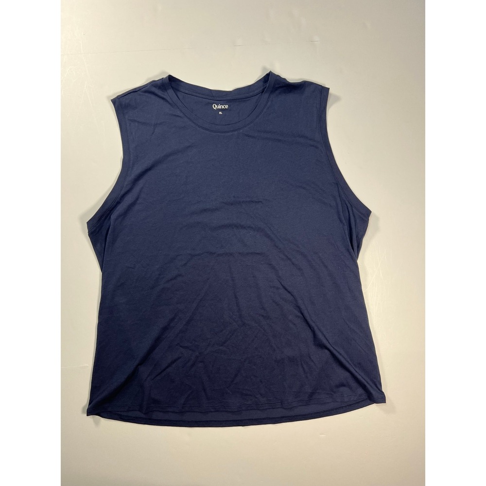 Quince Cotton Modal Muscle Tank Womens XL Navy Blue Sleeveless Crew Neck Top